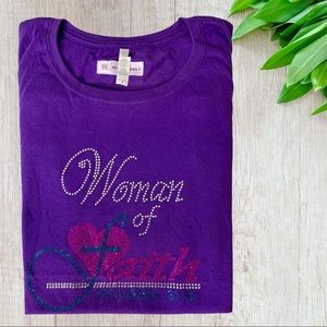 SOLD!!!! Woman Of Faith Rhinestone T-Shirt